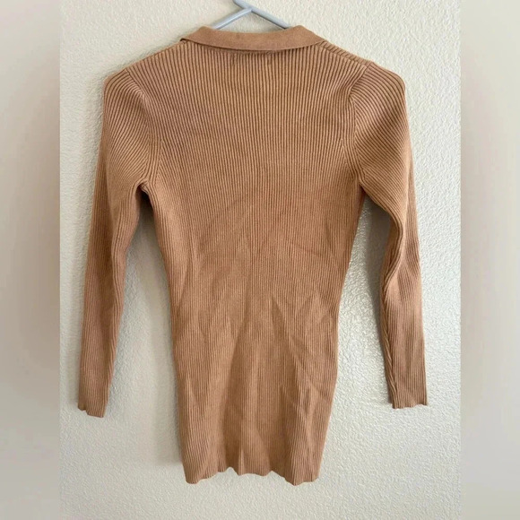 Maeve by Anthropologie XSP Ribbed Slim Button Down Collared Cardigan - Picture 4 of 7